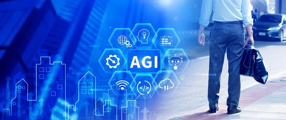 AGI concept, Artificial general intelligence, AI knowledge learning technol.. Stock Photos
