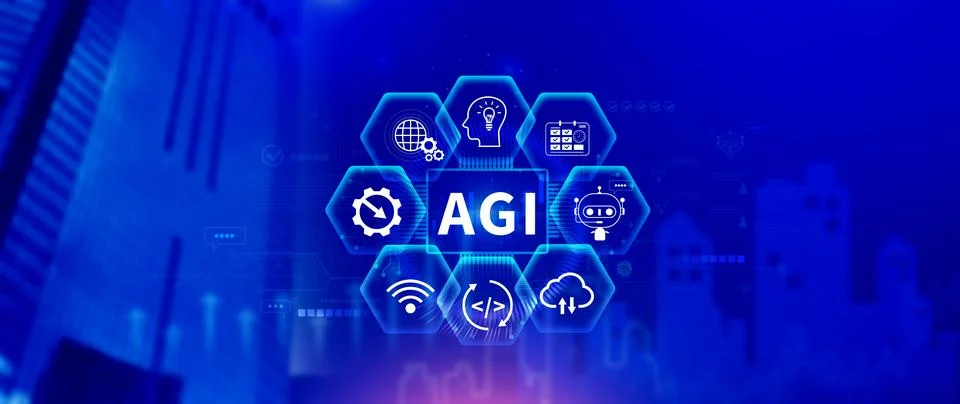 AGI concept, Artificial general intelligence, AI knowledge learning technol.. 库存照片