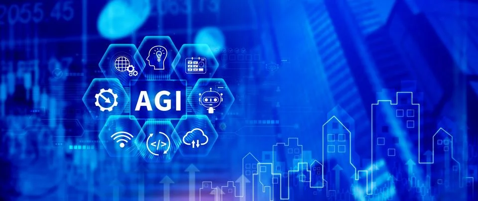 AGI concept, Artificial general intelligence, AI knowledge learning technol.. Foto stock