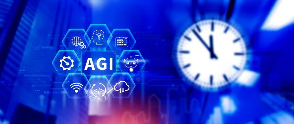 AGI concept, Artificial general intelligence, AI knowledge learning technol.. Stock Photos