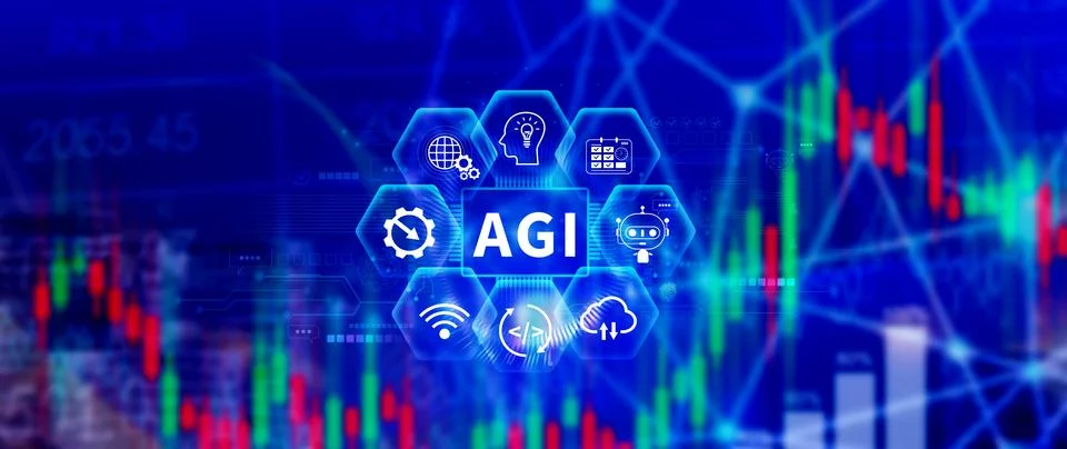 AGI concept, Artificial general intelligence, AI knowledge learning technol.. Stock Photos