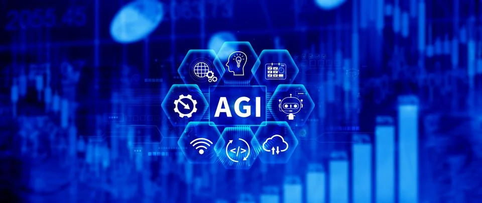 AGI concept, Artificial general intelligence, AI knowledge learning technol.. Foto stock