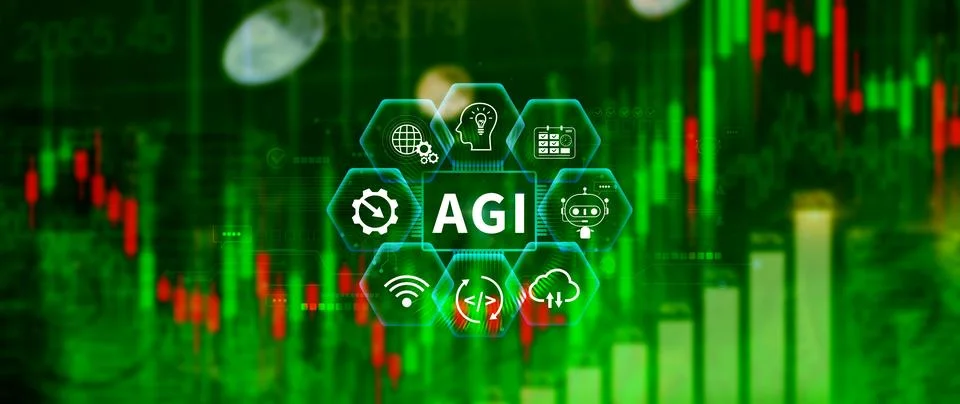 AGI concept, Artificial general intelligence, AI knowledge learning technol.. Stock Photos