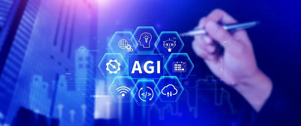 AGI concept, Artificial general intelligence, AI knowledge learning technol.. Stock Photos