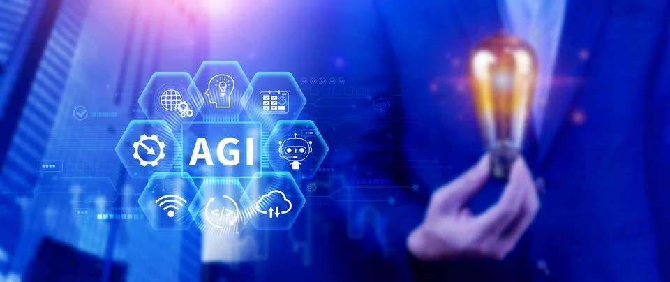 AGI concept, Artificial general intelligence, AI knowledge learning technol.. 写真素材