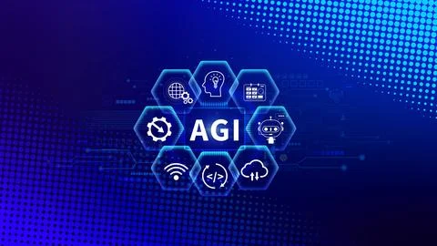 AGI concept, Artificial general intelligence, AI knowledge learning technol.. Stock Photos