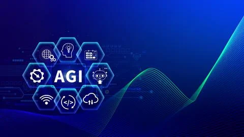 AGI concept, Artificial general intelligence, AI knowledge learning technol.. Stock Photos