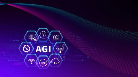 AGI concept, Artificial general intelligence, AI knowledge learning technol.. Foto stock