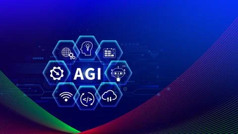 AGI concept, Artificial general intelligence, AI knowledge learning technol.. 写真素材