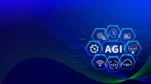 AGI concept, Artificial general intelligence, AI knowledge learning technol.. Stock Photos