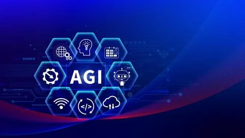 AGI concept, Artificial general intelligence, AI knowledge learning technol.. Foto stock