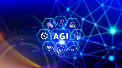 AGI concept, Artificial general intelligence, AI knowledge learning technol.. Stock Photos