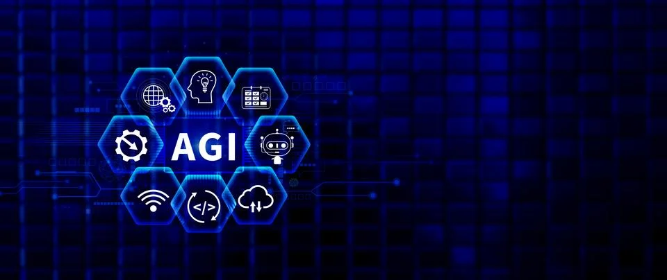 AGI concept, Artificial general intelligence, AI knowledge learning technol.. Stock Photos