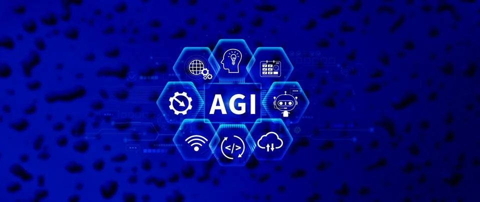 AGI concept, Artificial general intelligence, AI knowledge learning technol.. Stock Photos