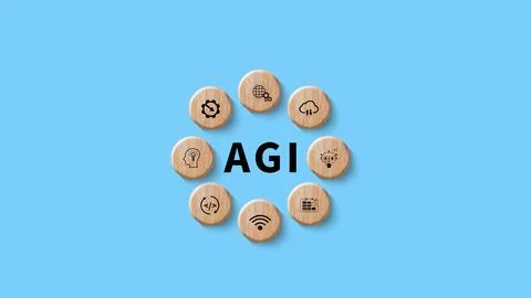 AGI concept, Artificial general intelligence, AI knowledge learning technol.. 스톡 사진