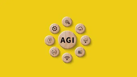 AGI concept, Artificial general intelligence, AI knowledge learning technol.. Stock Photos
