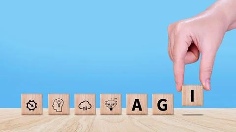 AGI concept, Artificial general intelligence, AI knowledge learning technol.. Stock Photos