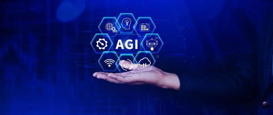 AGI concept, Artificial general intelligence, AI knowledge learning technol.. Foto stock