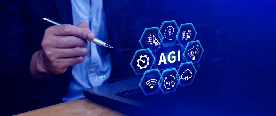 AGI concept, Artificial general intelligence, AI knowledge learning technol.. 写真素材