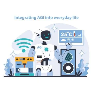 AGI concept. Flat vector illustration. Stock Illustration