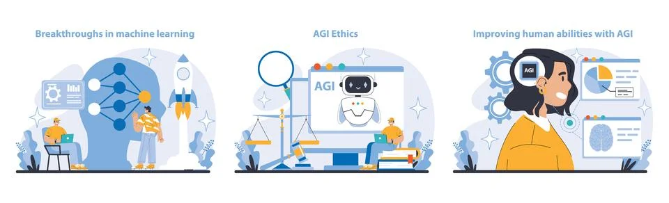 AGI concept. Flat vector illustration. Stock Illustration