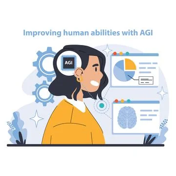 AGI concept. Flat vector illustration. Illustrazione stock