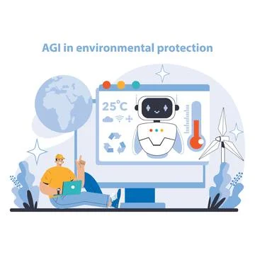 AGI concept. Flat vector illustration. Stock Illustration