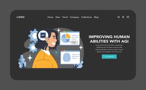 AGI concept. Flat vector illustration. Stock Illustration