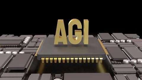 The AGI stands for Artificial General Intelligence technology concept 3d Re.. 스톡 일러스트