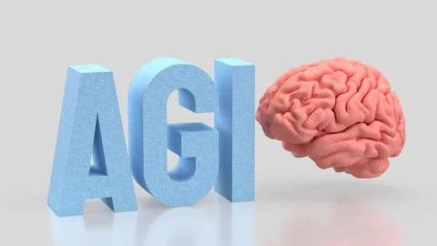 The AGI stands for Artificial General Intelligence technology concept 3d Re.. Illustrazione stock