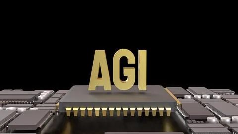 The AGI stands for Artificial General Intelligence technology concept 3d Re.. 스톡 일러스트
