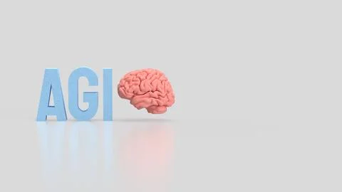 The AGI stands for Artificial General Intelligence technology concept 3d Re.. Stock Illustration