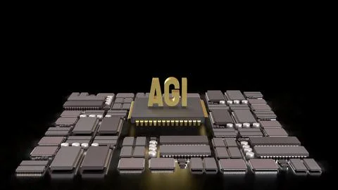 The AGI stands for Artificial General Intelligence technology concept 3d Re.. 스톡 일러스트