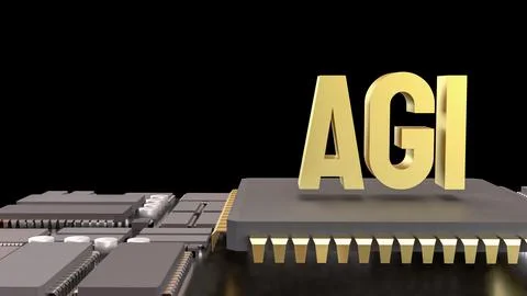 The AGI stands for Artificial General Intelligence technology concept 3d Re.. 스톡 일러스트