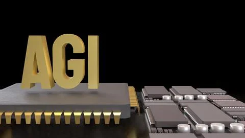 The AGI stands for Artificial General Intelligence technology concept 3d Re.. 스톡 일러스트
