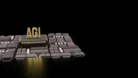 The AGI stands for Artificial General Intelligence technology concept 3d Re.. イラスト素材