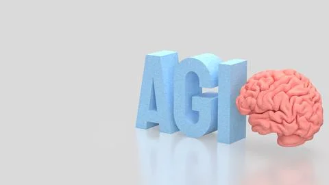 The AGI stands for Artificial General Intelligence technology concept 3d Re.. イラスト素材