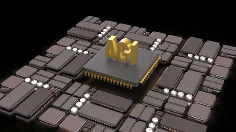 The AGI stands for Artificial General Intelligence technology concept 3d Re.. Stockillustratie