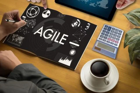 AGILE Agility Nimble Quick Fast Concept businessman working Stock Photos