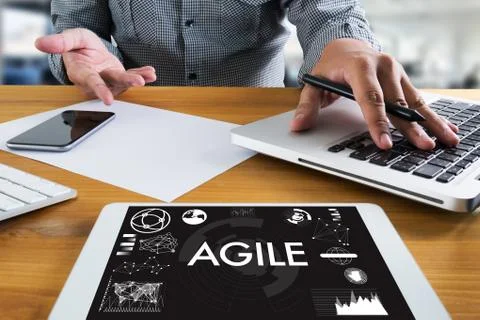 AGILE Agility Nimble Quick Fast Concept businessman working Stock Photos