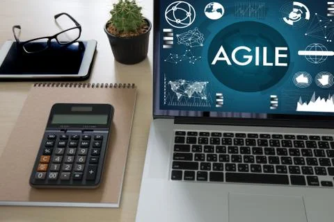 AGILE Agility Nimble Quick Fast Concept businessman working Stock Photos