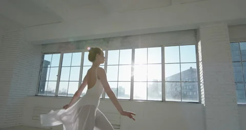 Agile ballet dancer does graceful jumps. Choreographer preparing for a Stock Footage 154874635