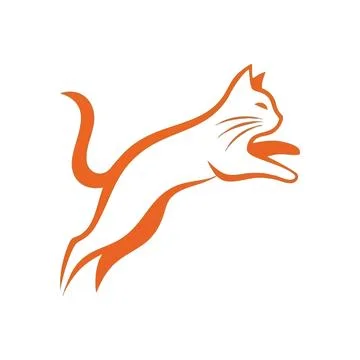 (Agile Cat Jump Silhouette. Modern artistic representation of a pouncing ho.. Stock Illustration