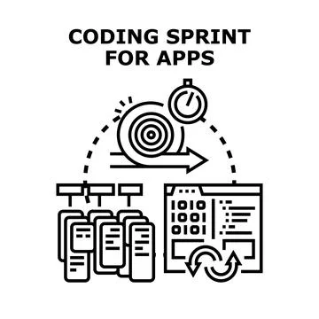 Agile coding sprint for application development process 스톡 일러스트