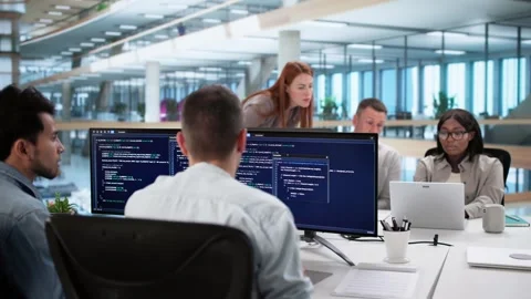 Agile Coding Team Driving Business Development Stock Footage 316442726