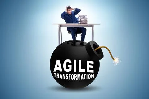 Agile concept with exploding bomb Foto stock