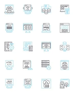Agile design linear icons set. Flexibility, Collaboration, Iteration, Efficiency Stock Illustration