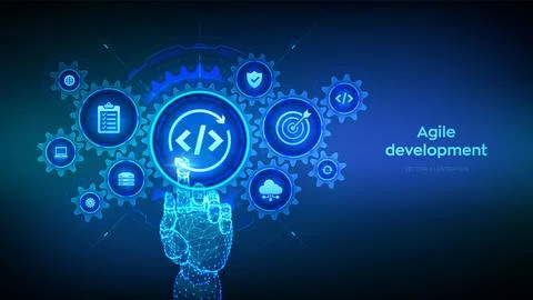 Agile development and optimisation concept. Software engineering. Software .. Stock Illustration