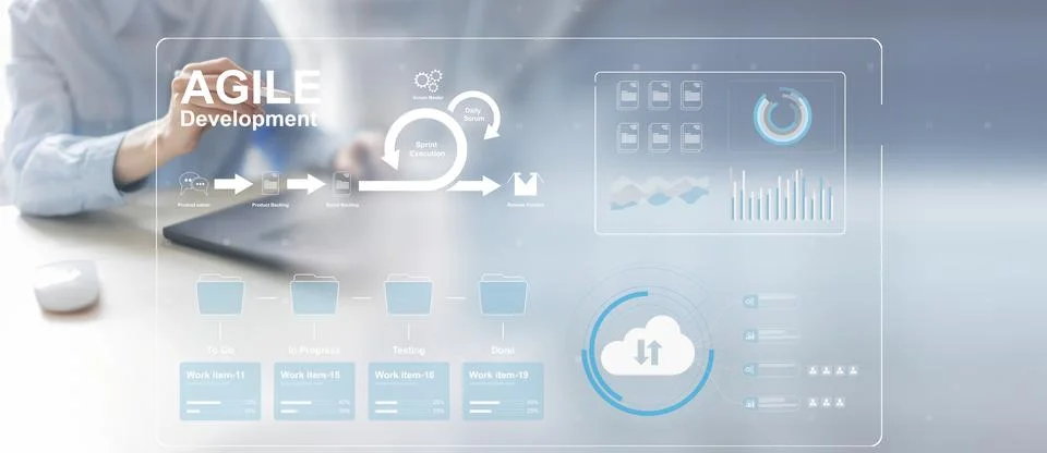 Agile Development and Sprint Execution in Digital Workflow. Stock Photos