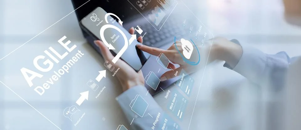 Agile Development and Sprint Execution in Digital Workflow. Stock Photos
